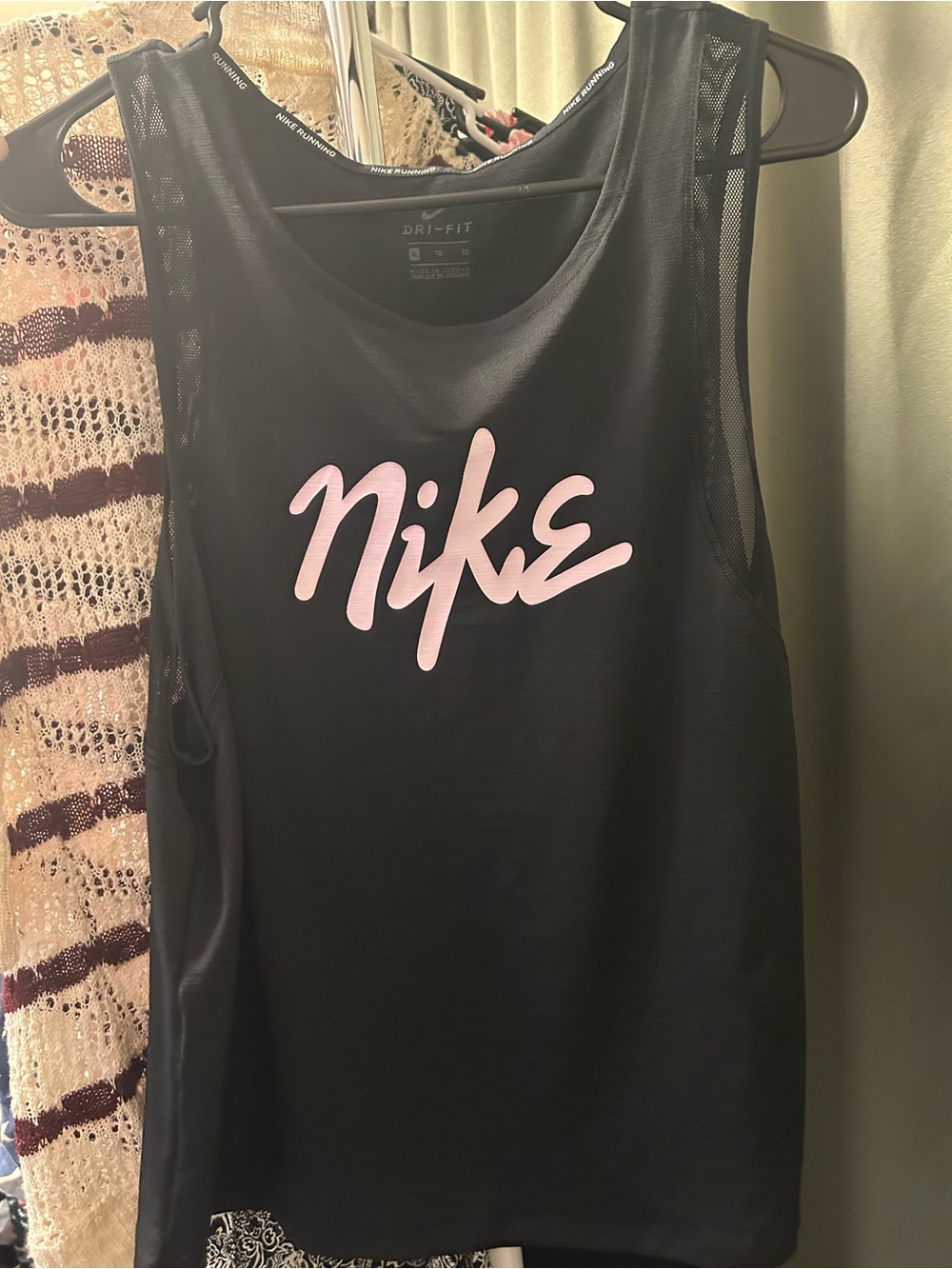 Nike Black Dri-FIT Tank with Pink Script Logo